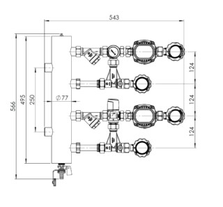 Hydraulická sestava BPS 961, s ventilem ARV 362 ProClick a termostatickým ventilem ATM 561, čerpadlem AFRISO APH 160 - AFRISO.CZ