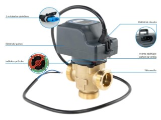 Třícestný přepínací ventil AZV 844, DN25, G1 1/4", Kvs 11 m³/h - AFRISO.CZ