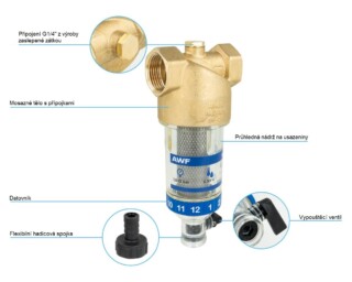 Vodní filtr AWF 130 s ručním proplachováním, závit G1" - AFRISO.CZ