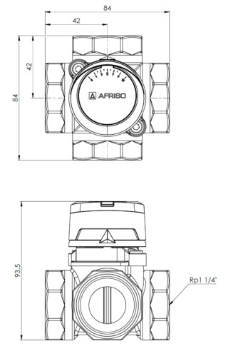 Čtyřcestný směšovací ventil ARV ProClick 485, Rp1 1/4", DN 32, Kvs 18 - AFRISO.CZ