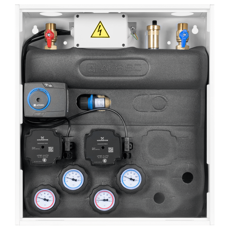 PrimoBox AZB 251 s THR, 1 okruh se směšovacím ventilem a pohonem ARM a 1 okruh s ATM termostatickým ventilem - AFRISO.CZ