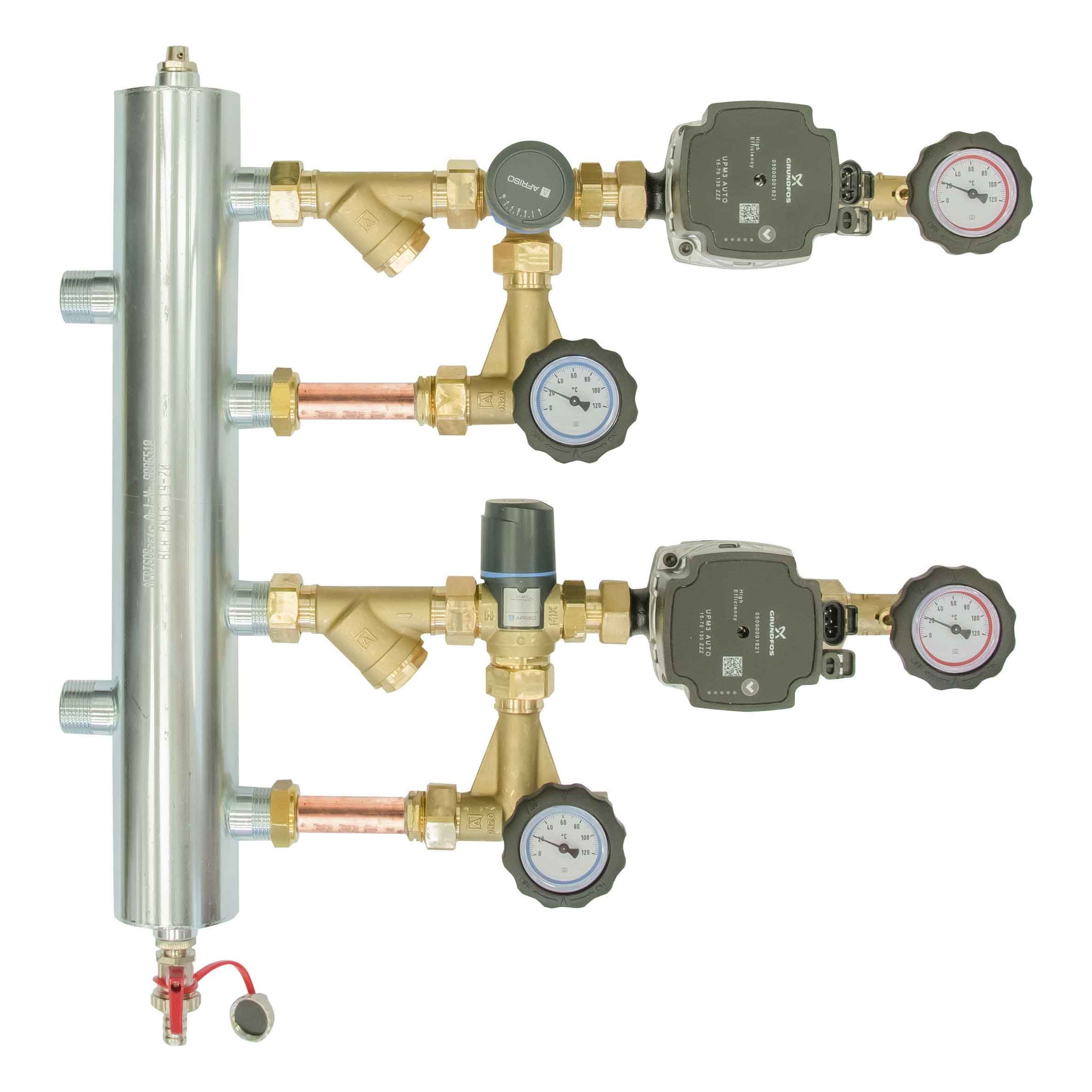 Hydraulická sestava BPS 961, s ventilem ARV 362 ProClick a termostatickým ventilem ATM 561, čerpadla Grundfos UPM3 - AFRISO.CZ