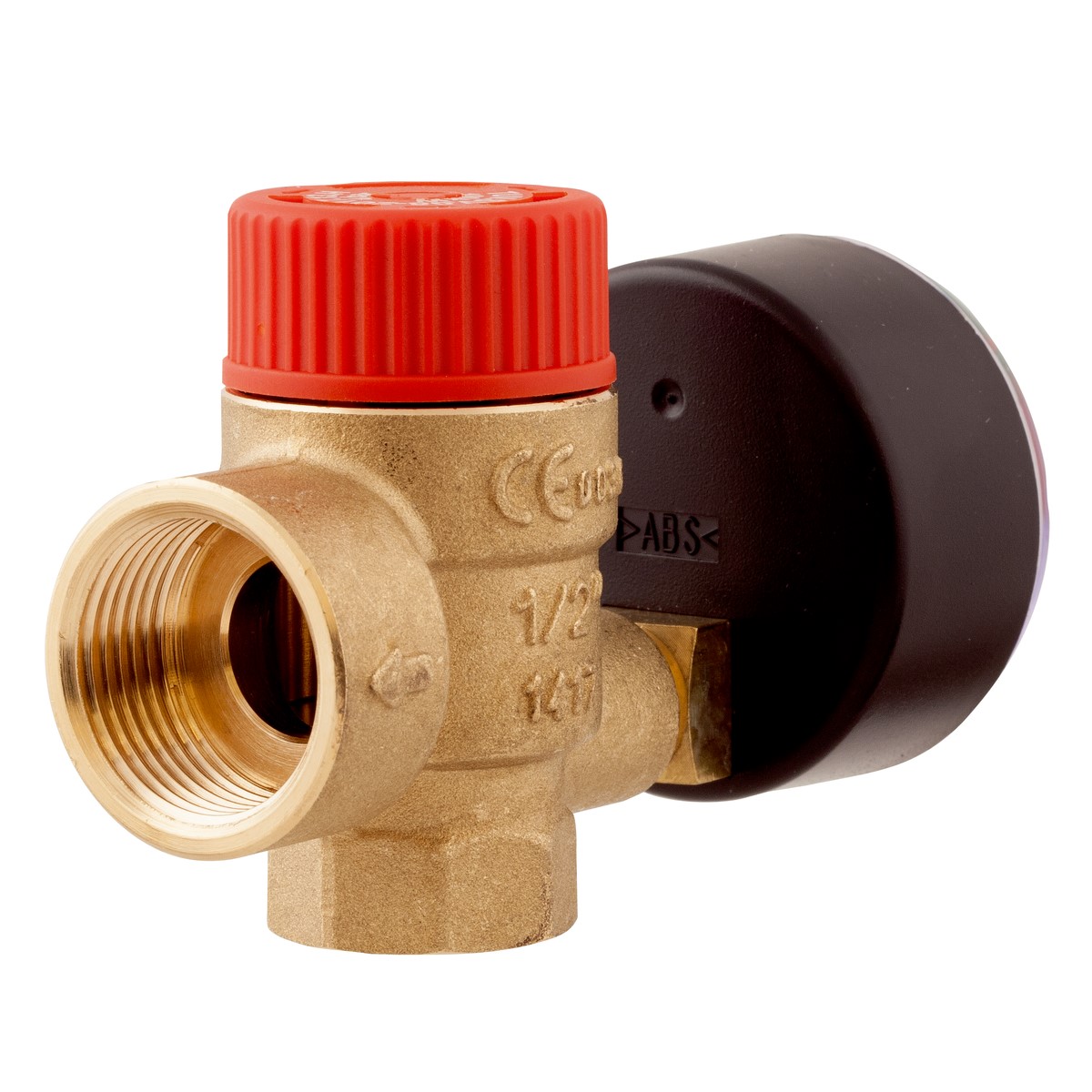 Pojistný ventil pro ústřední topení MS s výstupem pro manometr GW G¼", 2 bary, G½" x Rp½" - AFRISO.CZ