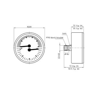 Termomanometr TM 80, Ø 80 mm, 0 ÷ 10 bar, G¼" - AFRISO.CZ
