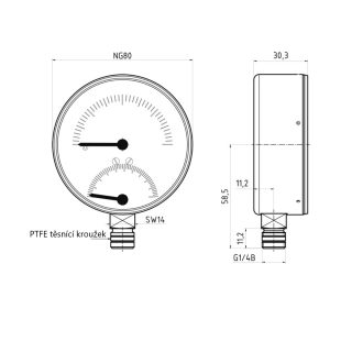 Termomanometr TM 80, Ø 80 mm, 0 ÷ 10 bar, G¼" - AFRISO.CZ