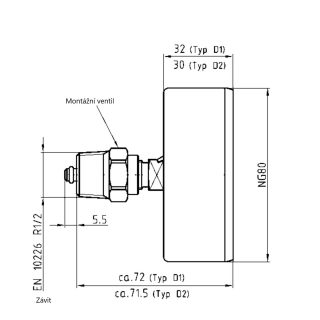 Termomanometr TM 80, Ø 80 mm, 0 ÷ 4 bary, G¼", s adaptérem - AFRISO.CZ